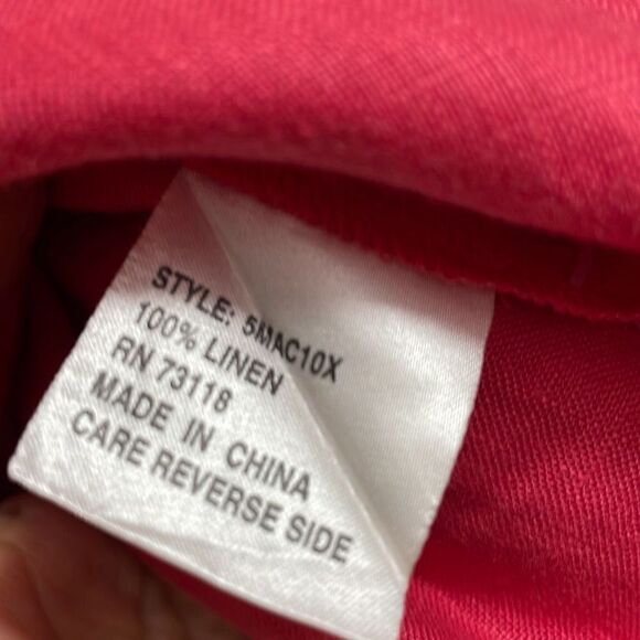 David Dart Woman 2X 100% linen v-neck sleeveless warm pink red - Picture 9 of 9